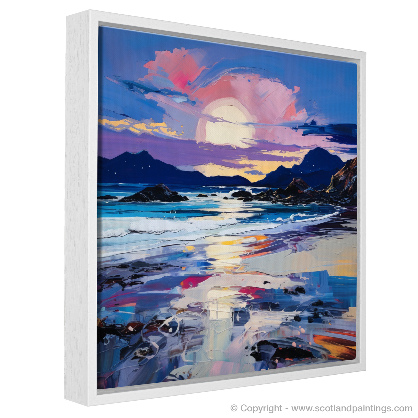 Painting and Art Print of Seilebost Beach at dusk entitled "Dusk Dance at Seilebost Beach".