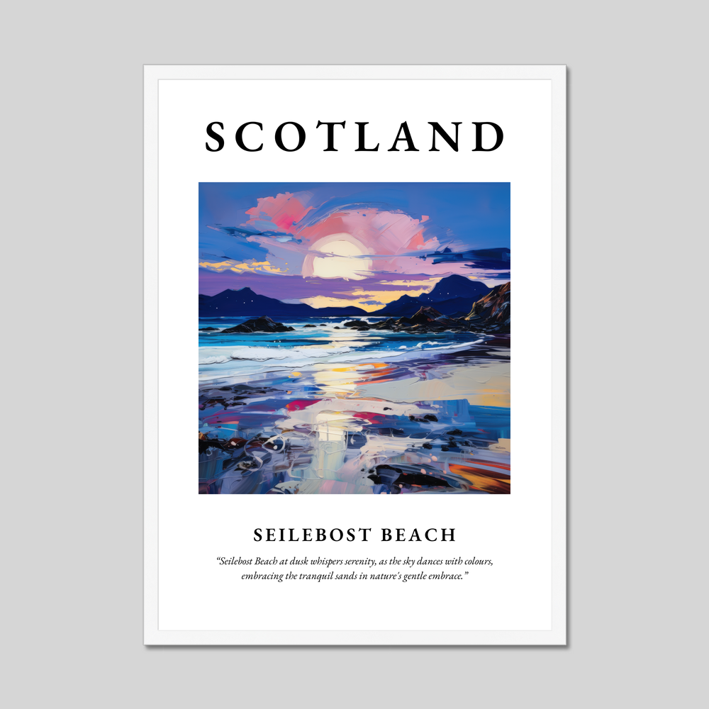 Poster in a white frame with the word Scotland