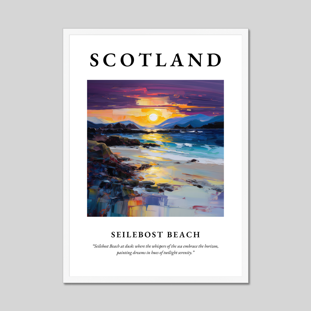 Poster in a white frame with the word Scotland