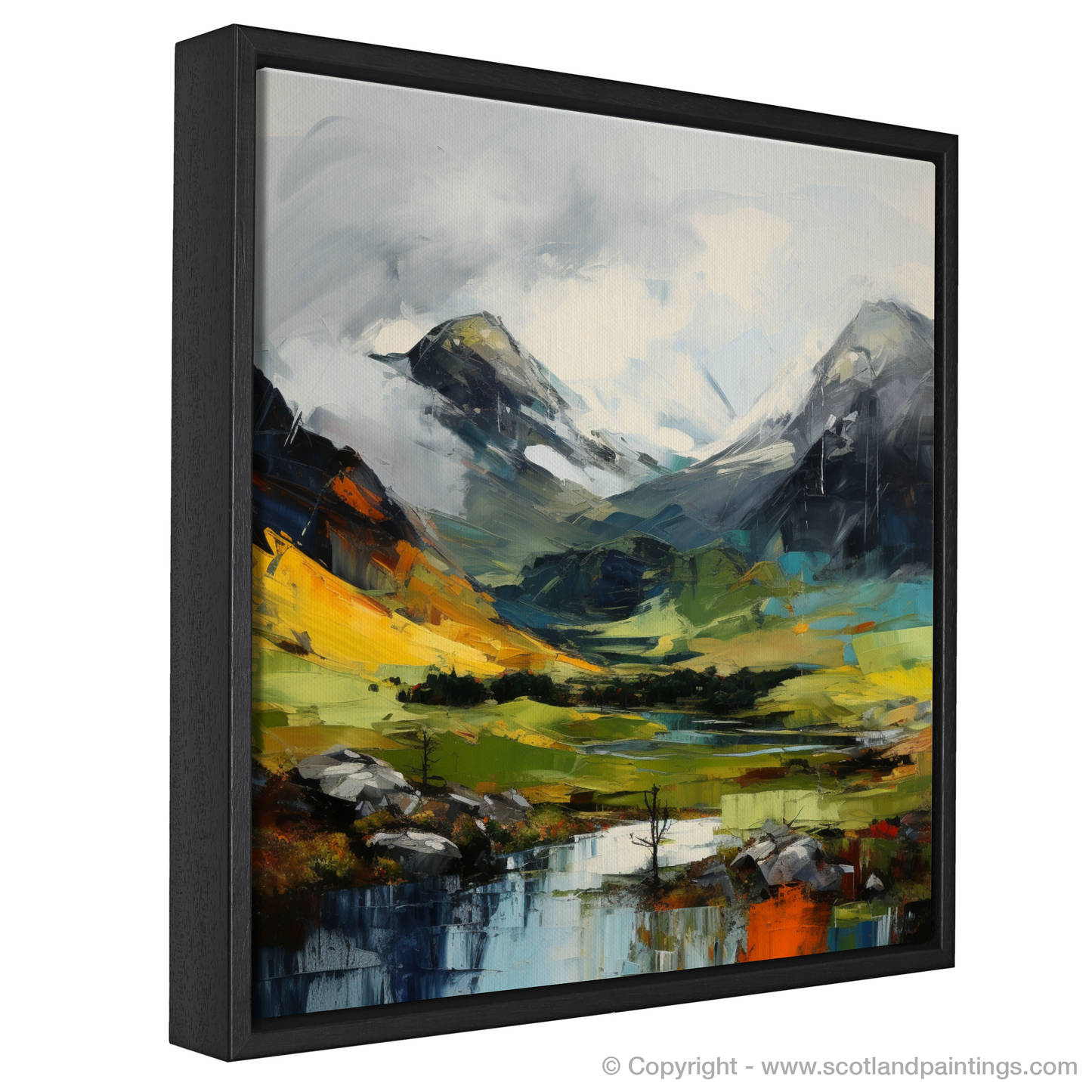 Painting and Art Print of Meall Greigh entitled "Majestic Meall Greigh: An Expressionist Ode to the Scottish Highlands".