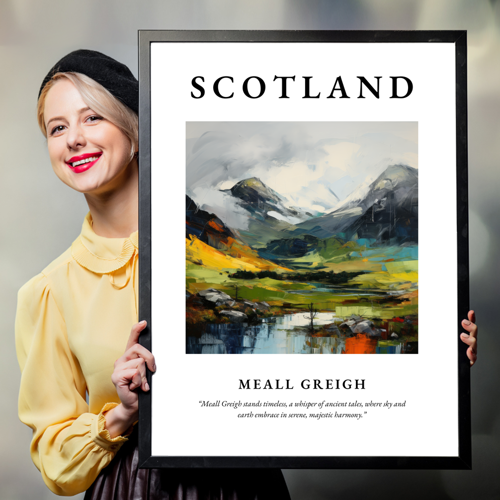 Person holding a poster of Meall Greigh