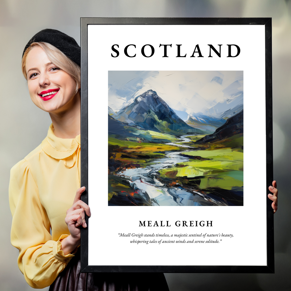 Person holding a poster of Meall Greigh