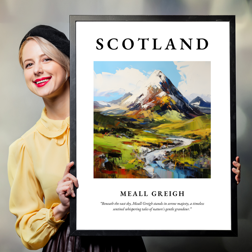 Person holding a poster of Meall Greigh