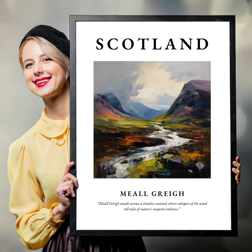 Person holding a poster of Meall Greigh