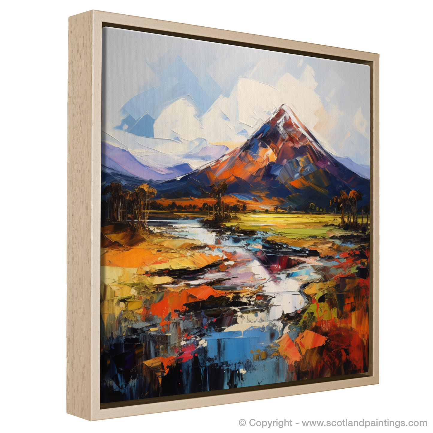 Painting and Art Print of Schiehallion, Perth and Kinross entitled "Schiehallion's Emotive Aura: An Expressionist Tribute to the Scottish Highlands".