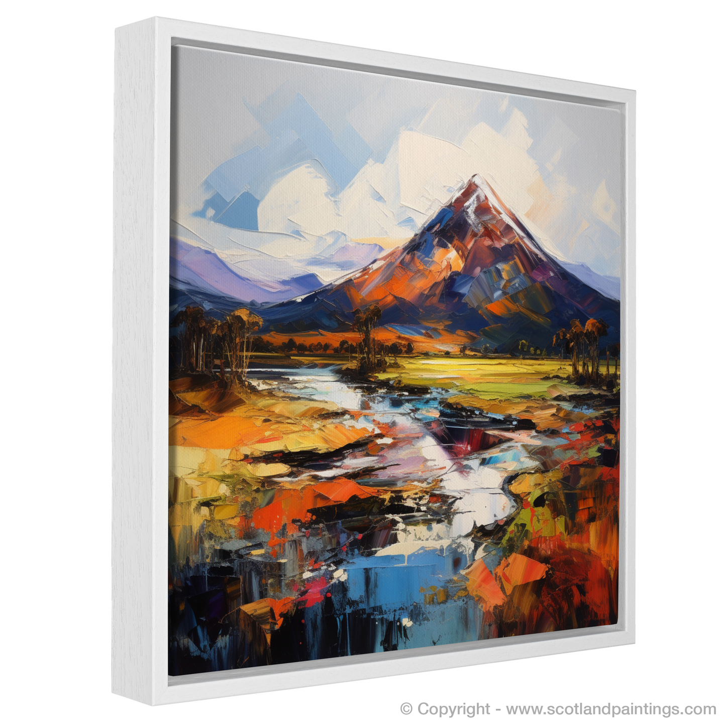 Painting and Art Print of Schiehallion, Perth and Kinross entitled "Schiehallion's Emotive Aura: An Expressionist Tribute to the Scottish Highlands".