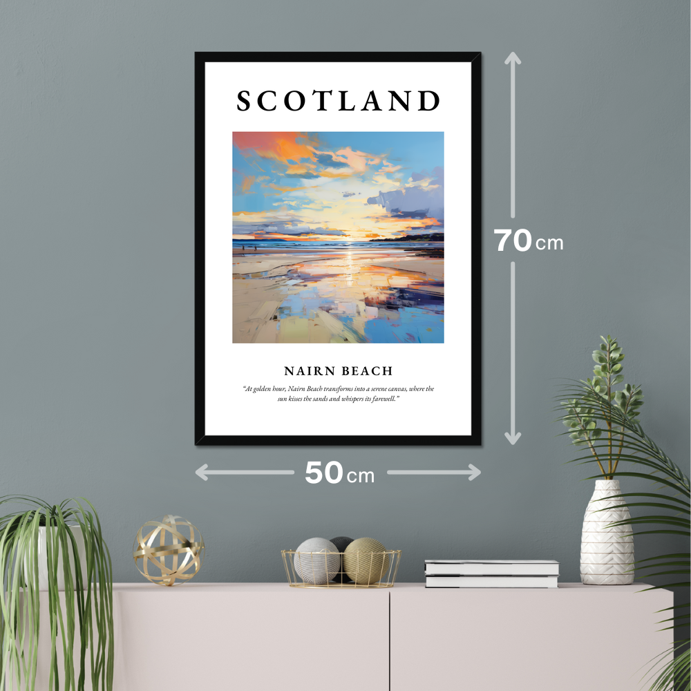 Poster of Nairn Beach hanging on a wall