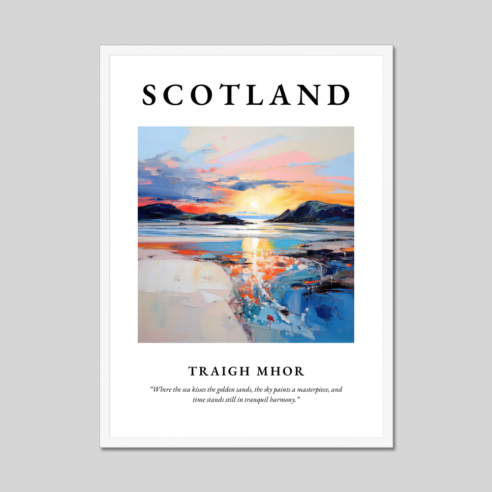 Poster in a white frame with the word Scotland