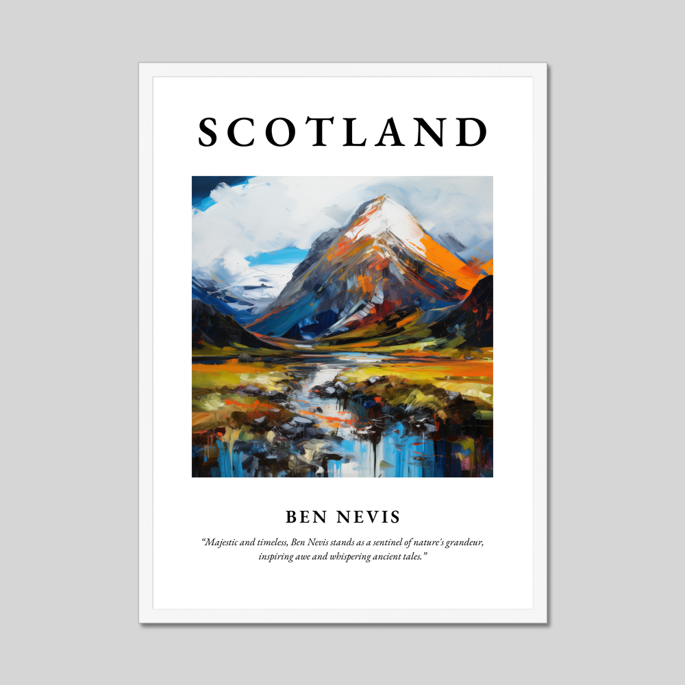 Poster in a white frame with the word Scotland