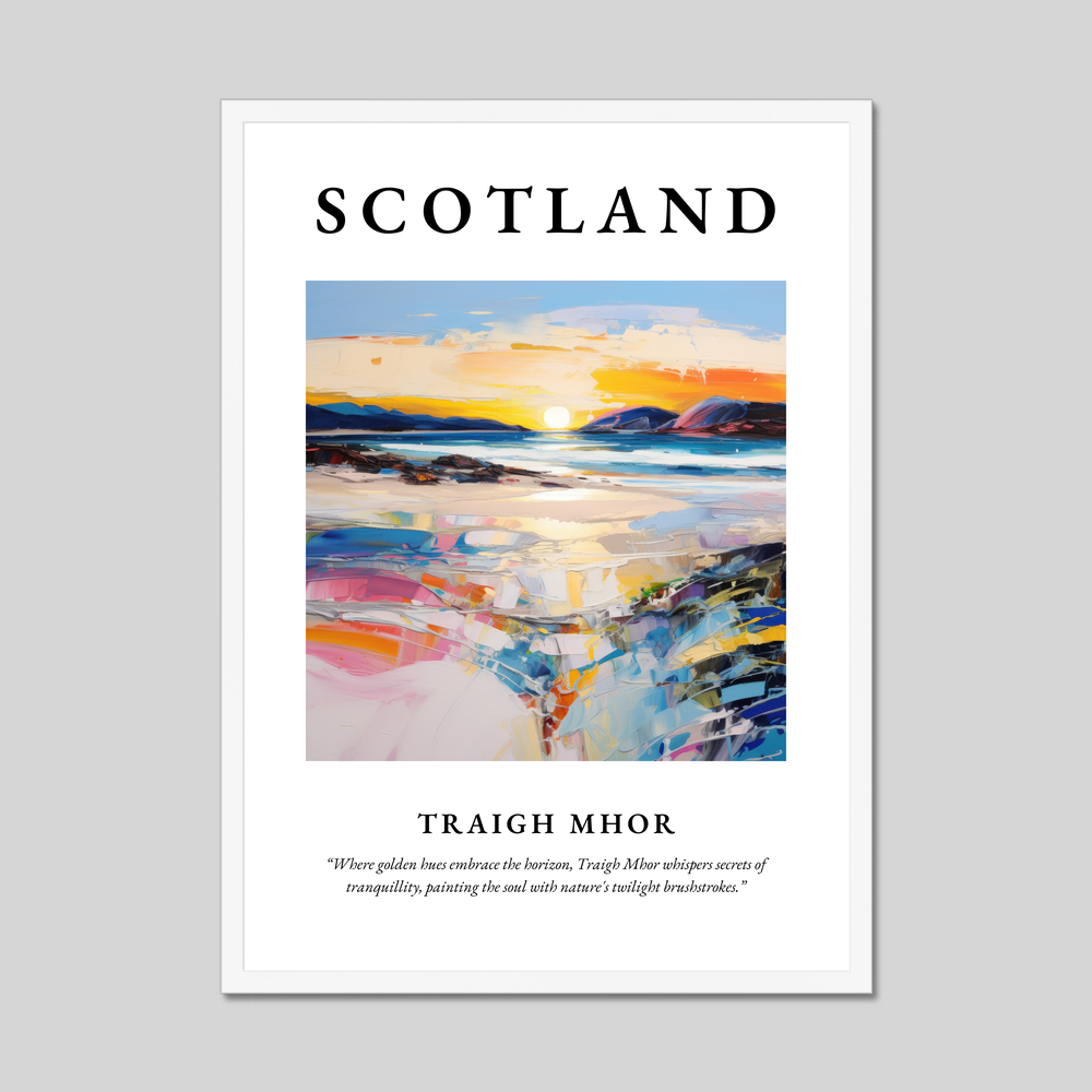 Poster in a white frame with the word Scotland