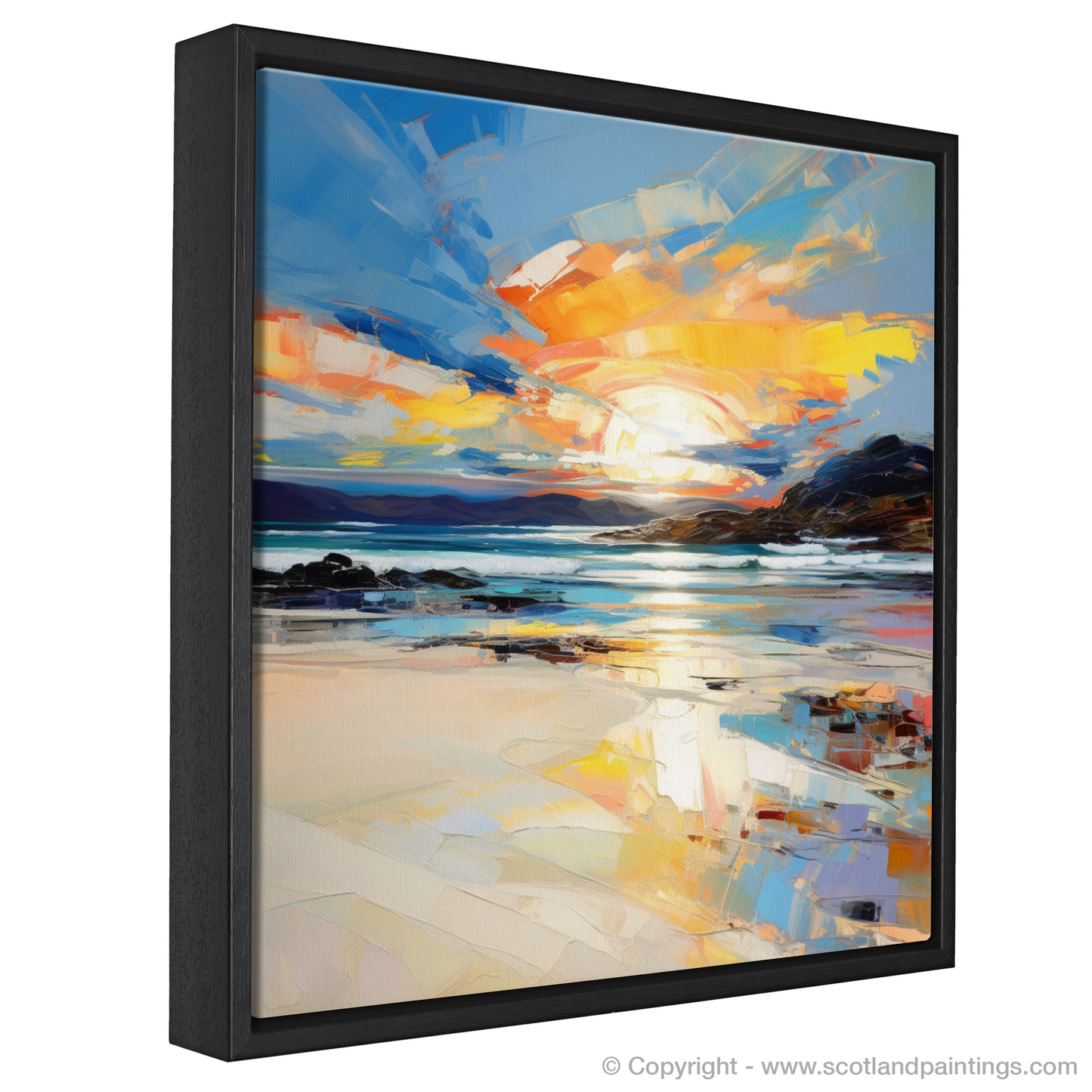 Painting and Art Print of Traigh Mhor at sunset entitled "Fiery Skies over Traigh Mhor".