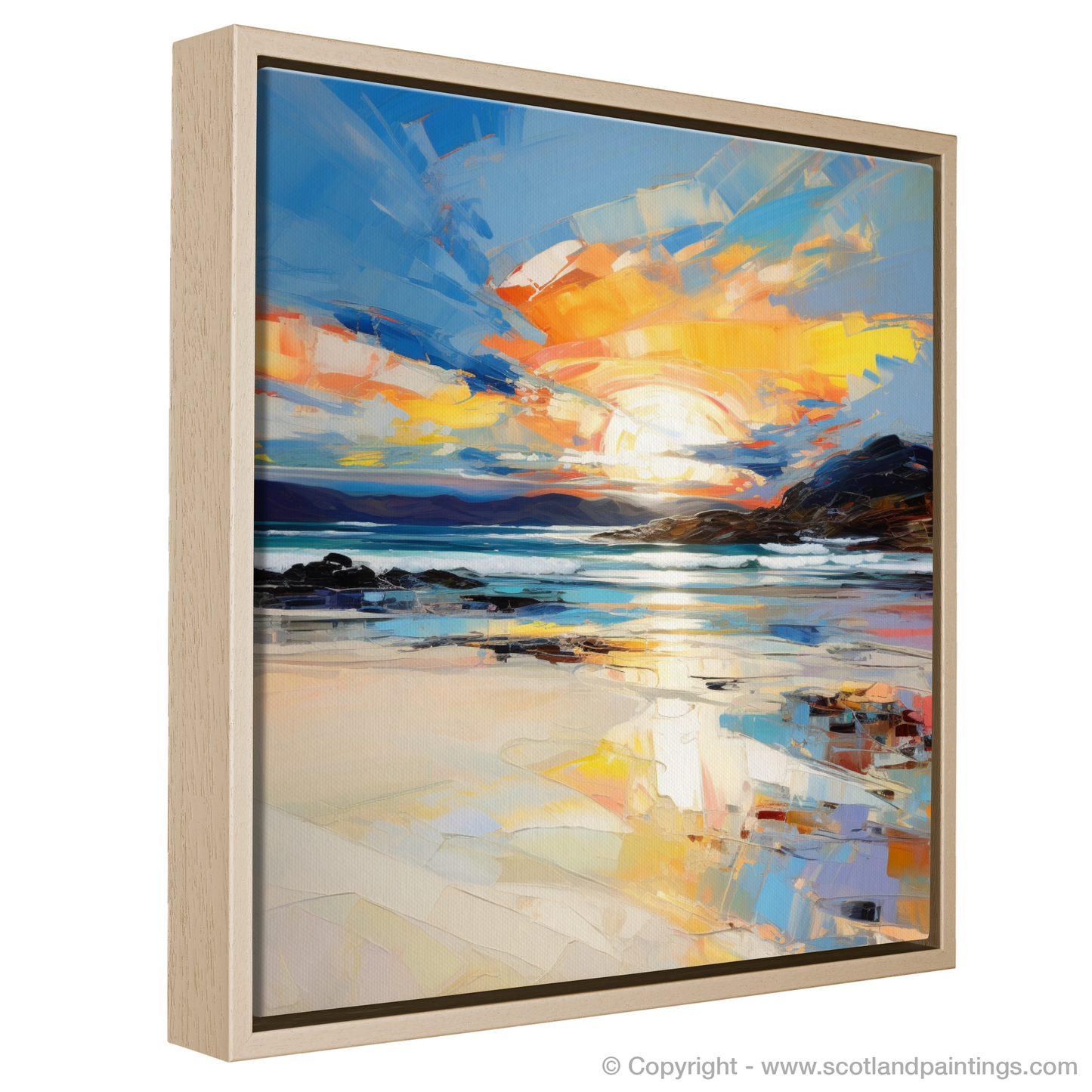 Painting and Art Print of Traigh Mhor at sunset entitled "Fiery Skies over Traigh Mhor".