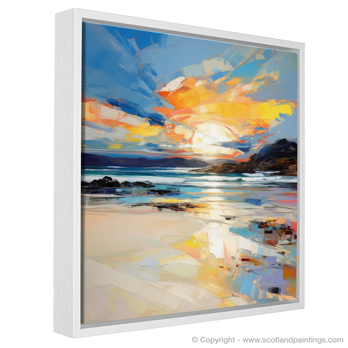 Painting and Art Print of Traigh Mhor at sunset entitled "Fiery Skies over Traigh Mhor".