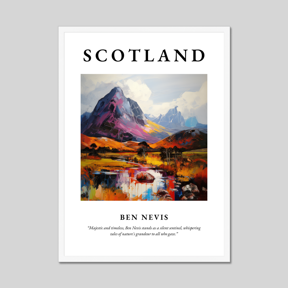 Poster in a white frame with the word Scotland