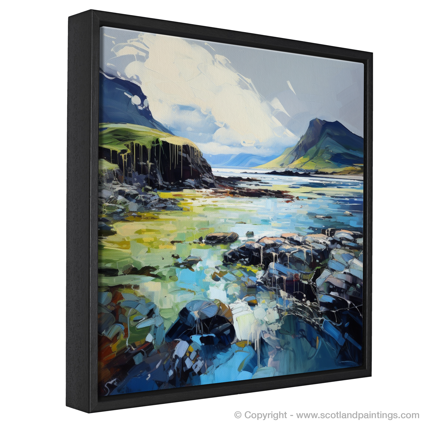 Painting and Art Print of Ardtun Bay, Isle of Mull entitled "Ardtun Bay Unleashed: An Expressionist Homage to Scotland's Coastal Splendour".