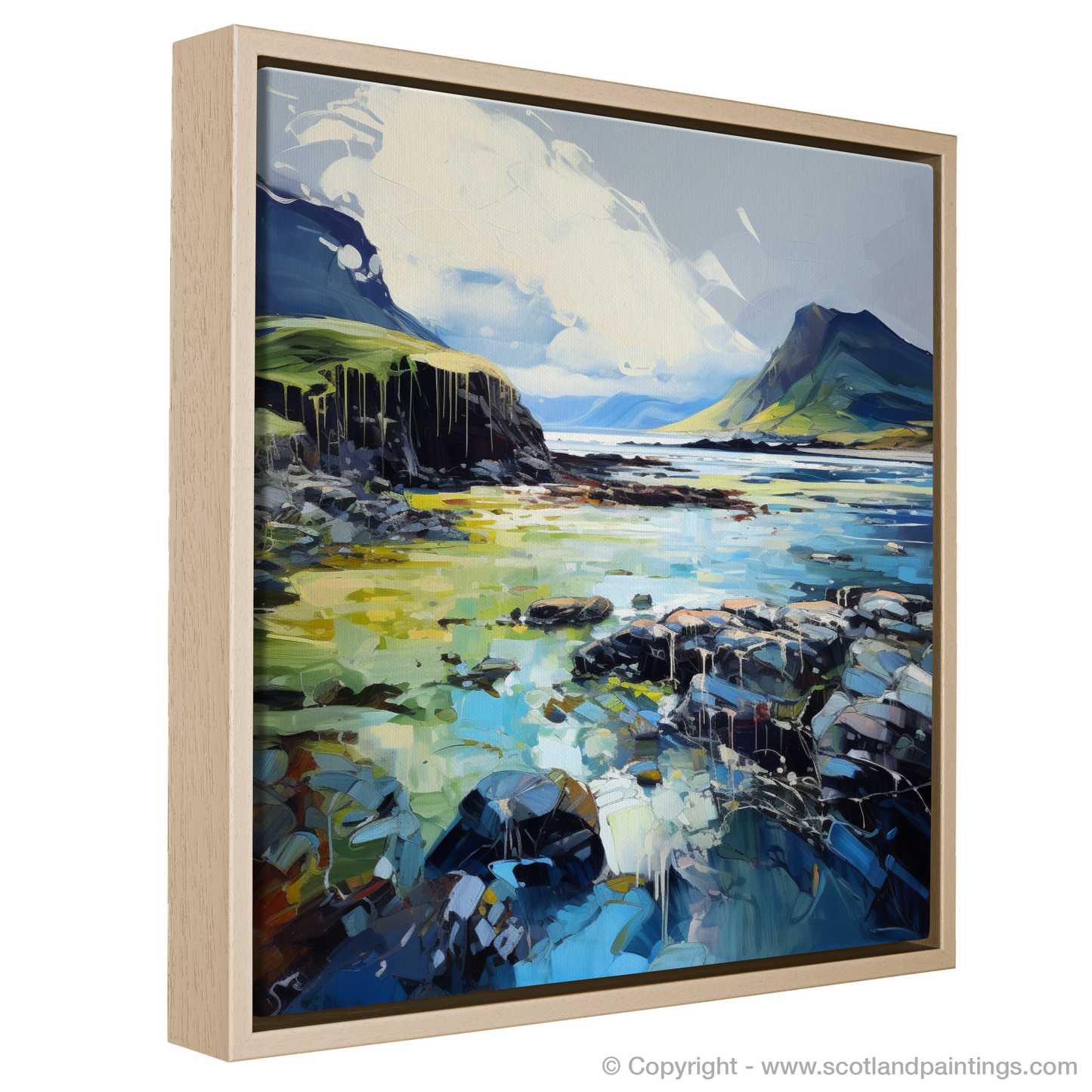 Painting and Art Print of Ardtun Bay, Isle of Mull entitled "Ardtun Bay Unleashed: An Expressionist Homage to Scotland's Coastal Splendour".