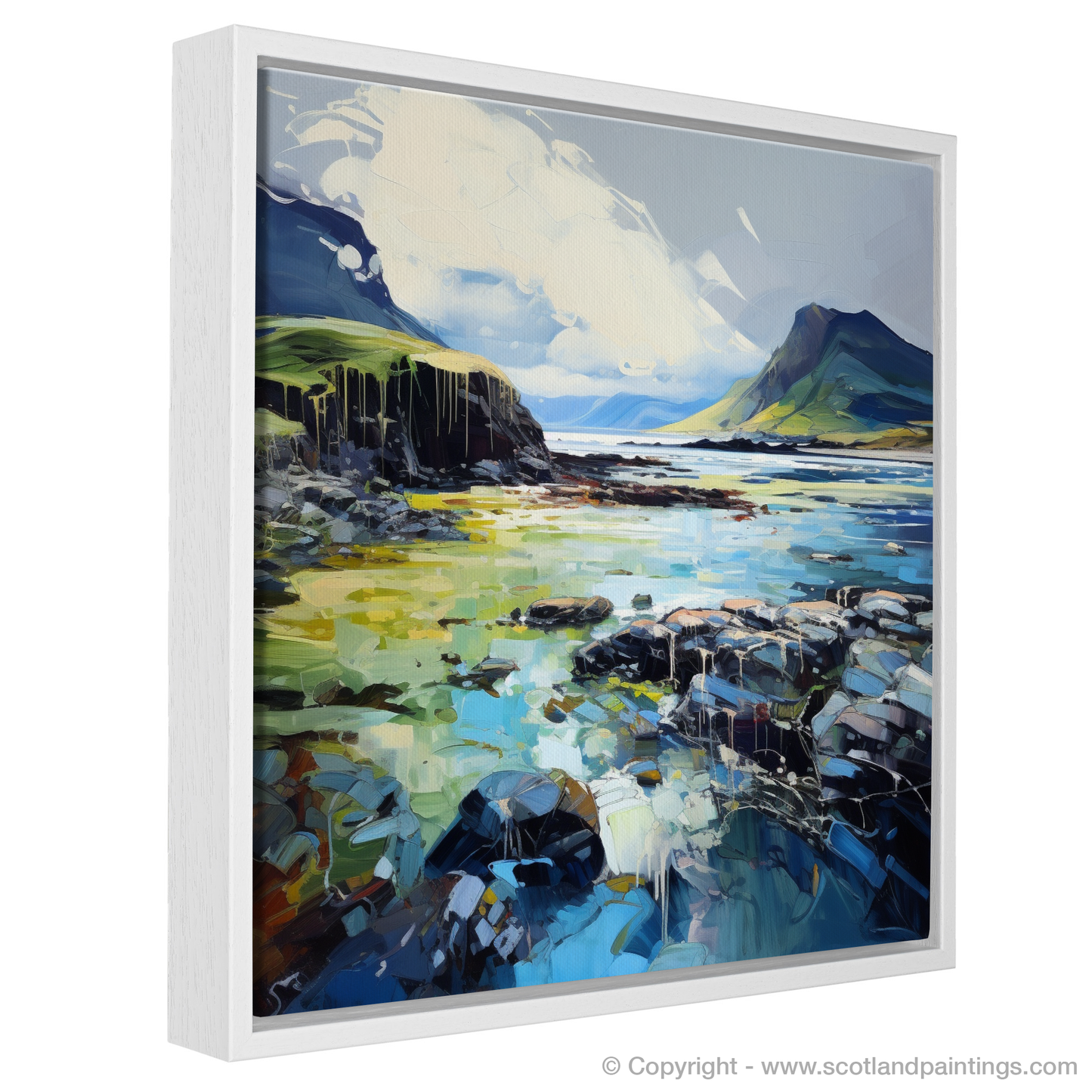 Painting and Art Print of Ardtun Bay, Isle of Mull entitled "Ardtun Bay Unleashed: An Expressionist Homage to Scotland's Coastal Splendour".