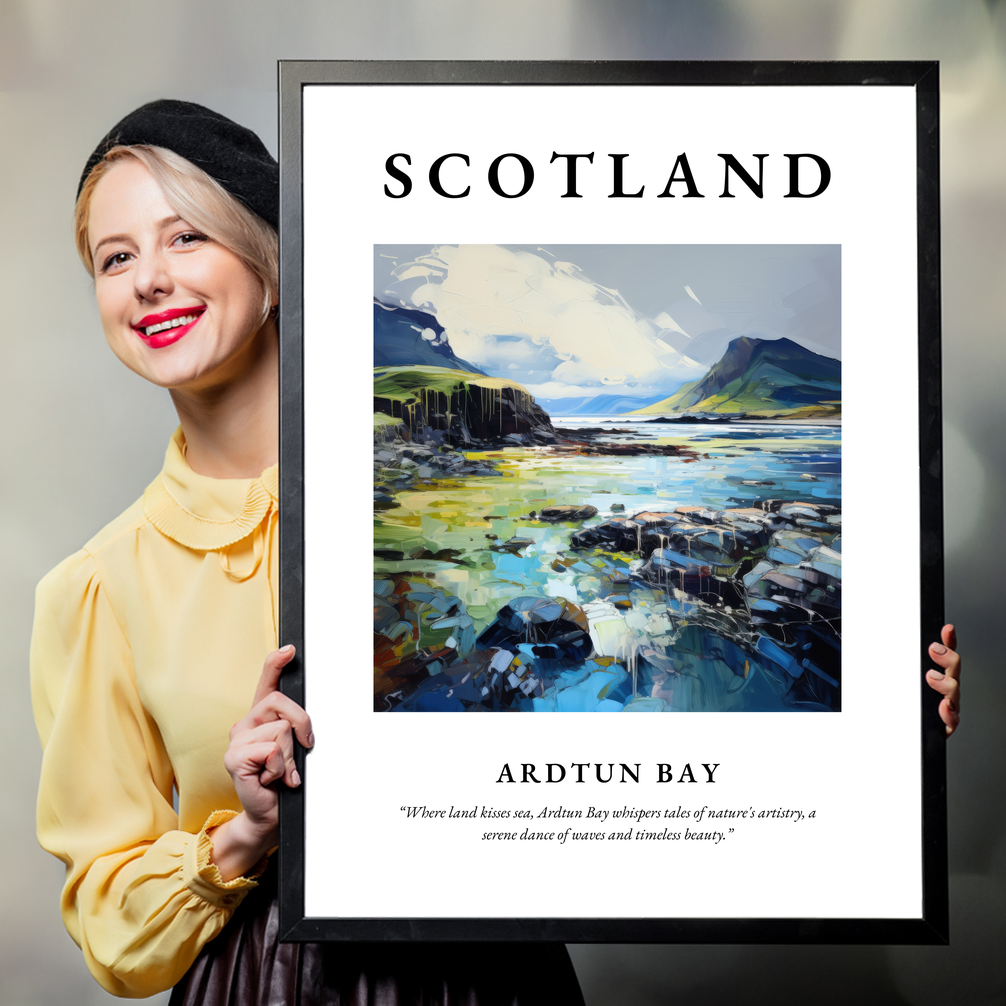 Person holding a poster of Ardtun Bay