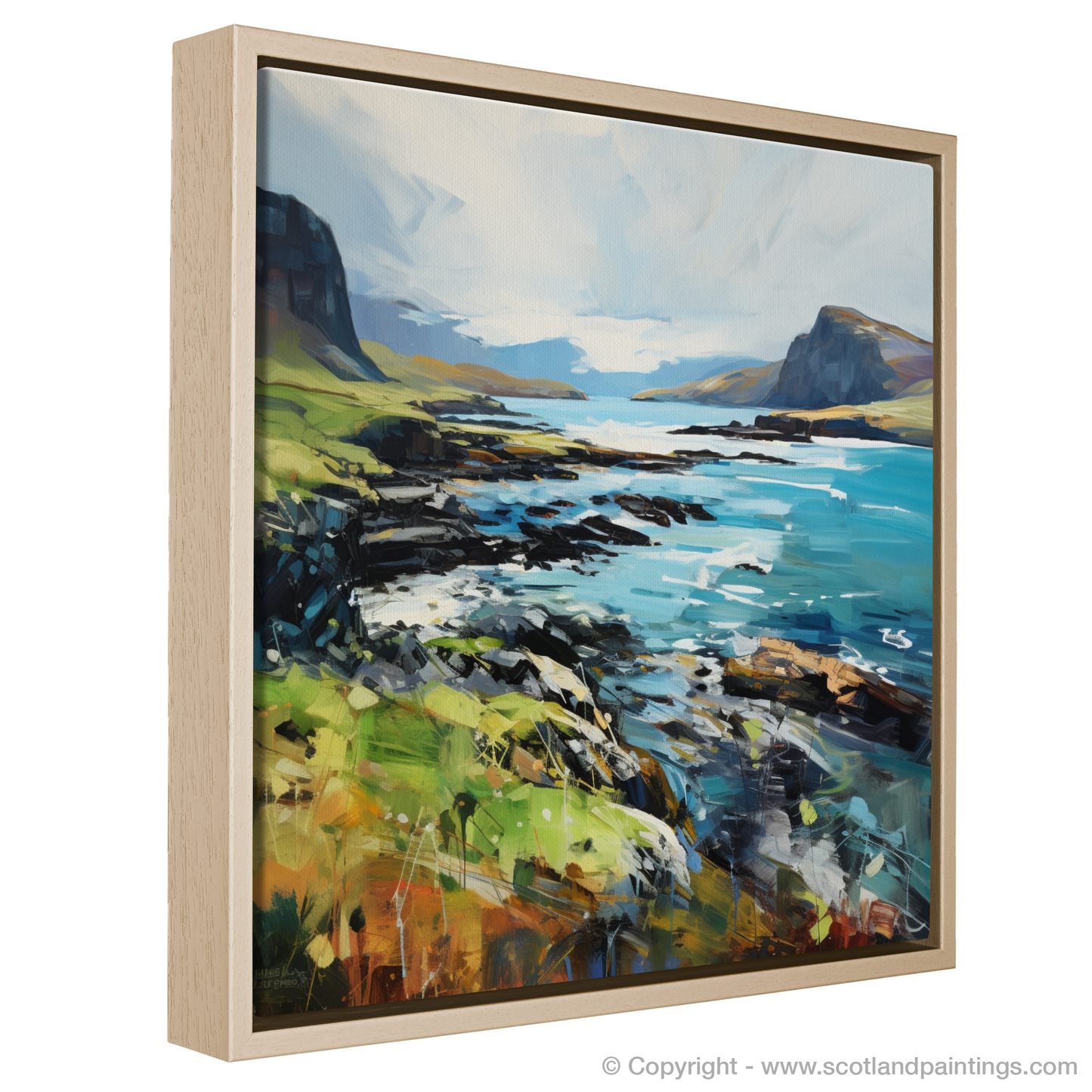 Painting and Art Print of Ardtun Bay, Isle of Mull entitled "Ardtun Bay Expressed: The Wild Charm of Scotland's Coastal Majesty".