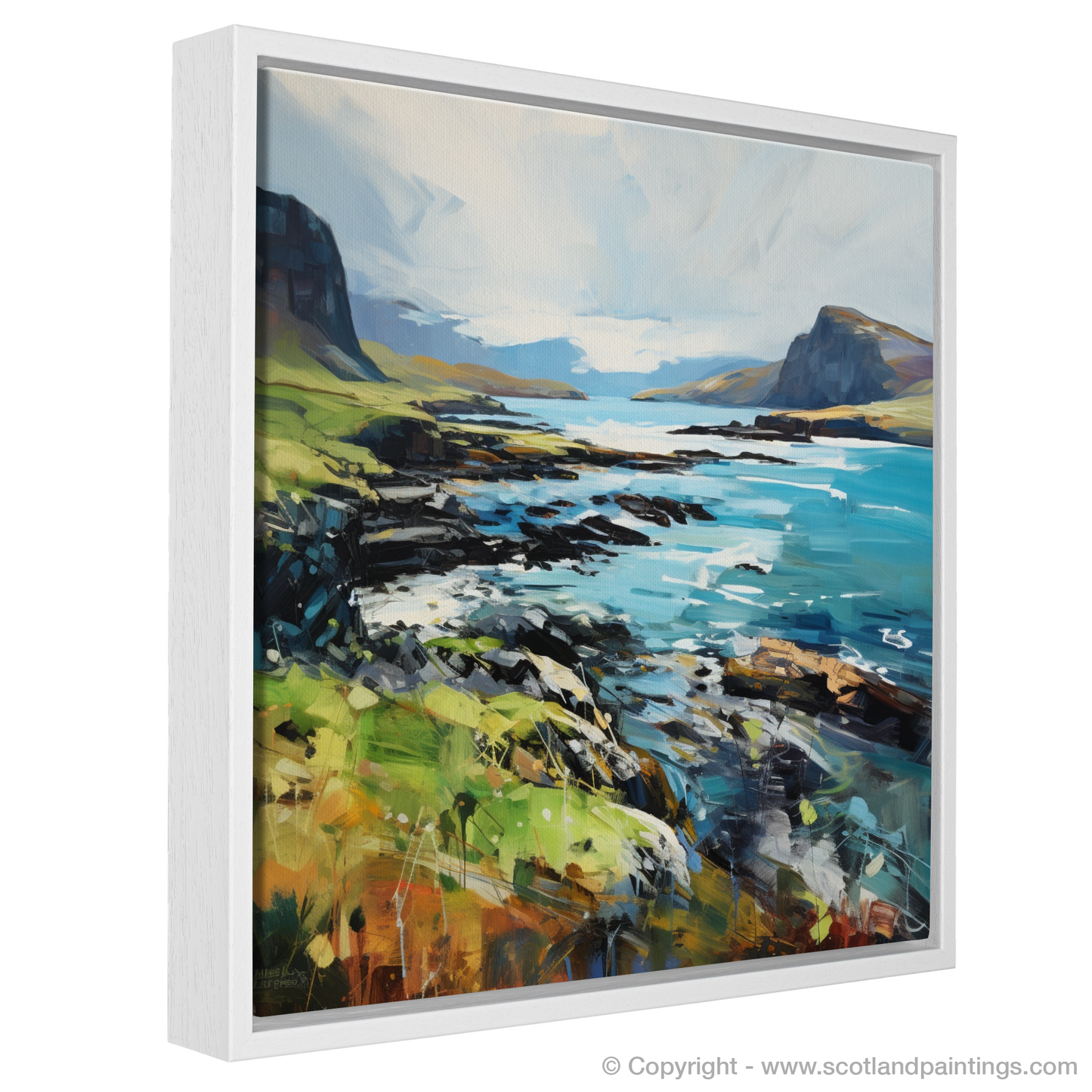 Painting and Art Print of Ardtun Bay, Isle of Mull entitled "Ardtun Bay Expressed: The Wild Charm of Scotland's Coastal Majesty".