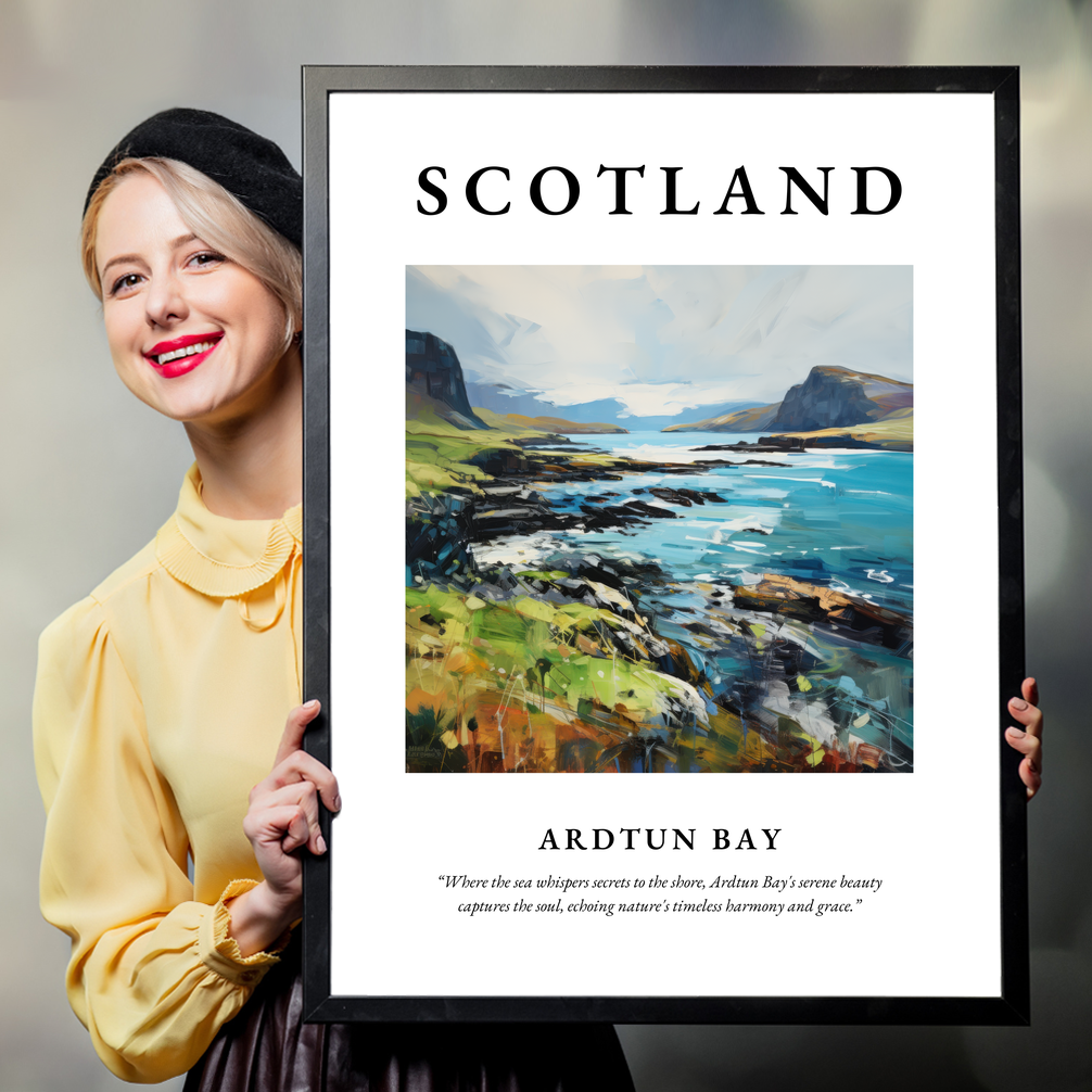 Person holding a poster of Ardtun Bay