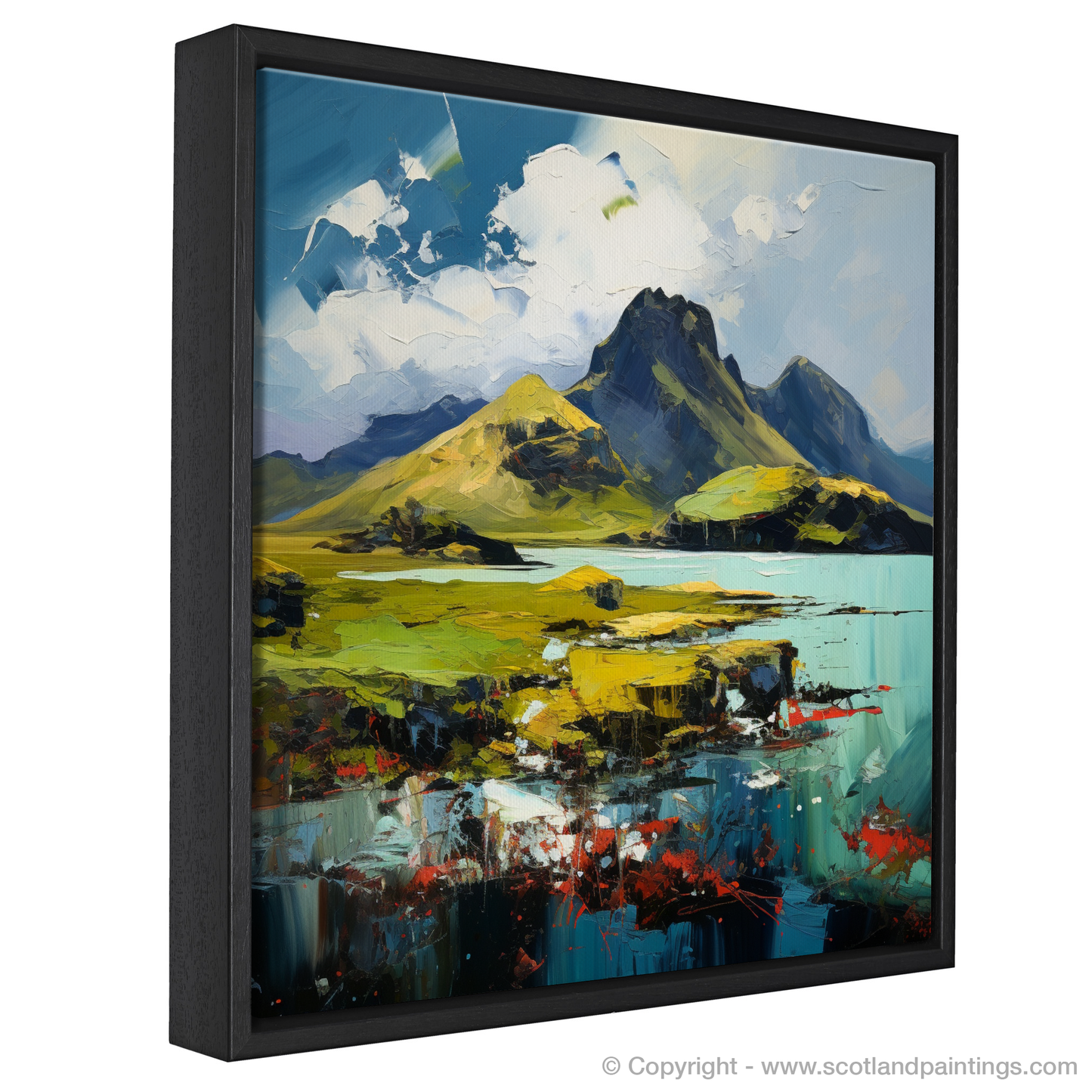 Painting and Art Print of Isle of Eigg, Inner Hebrides entitled "Wild Hebridean Symphony: Isle of Eigg Through Expressionist Eyes".