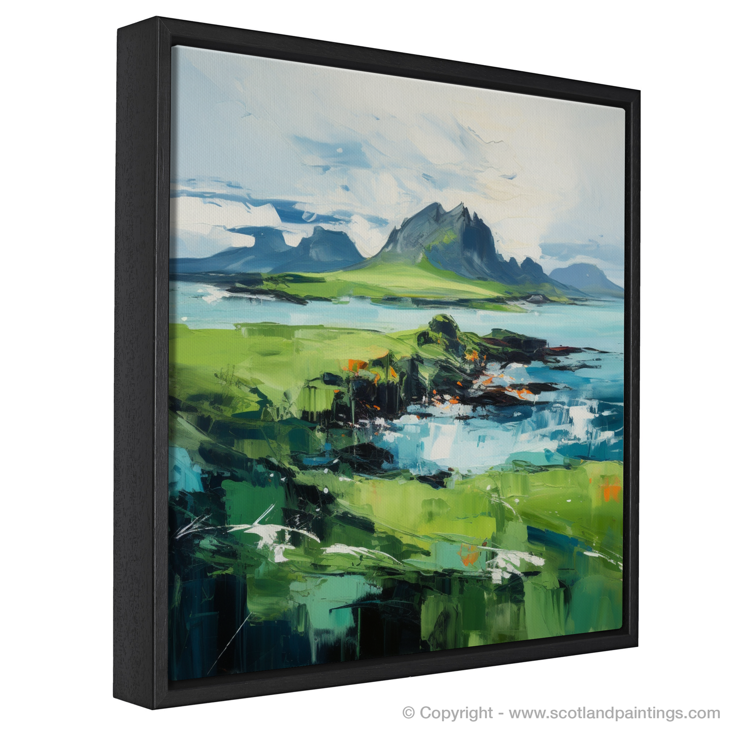 Painting and Art Print of Isle of Eigg, Inner Hebrides. Wild Eigg Essence: An Expressionist Ode to the Inner Hebrides.