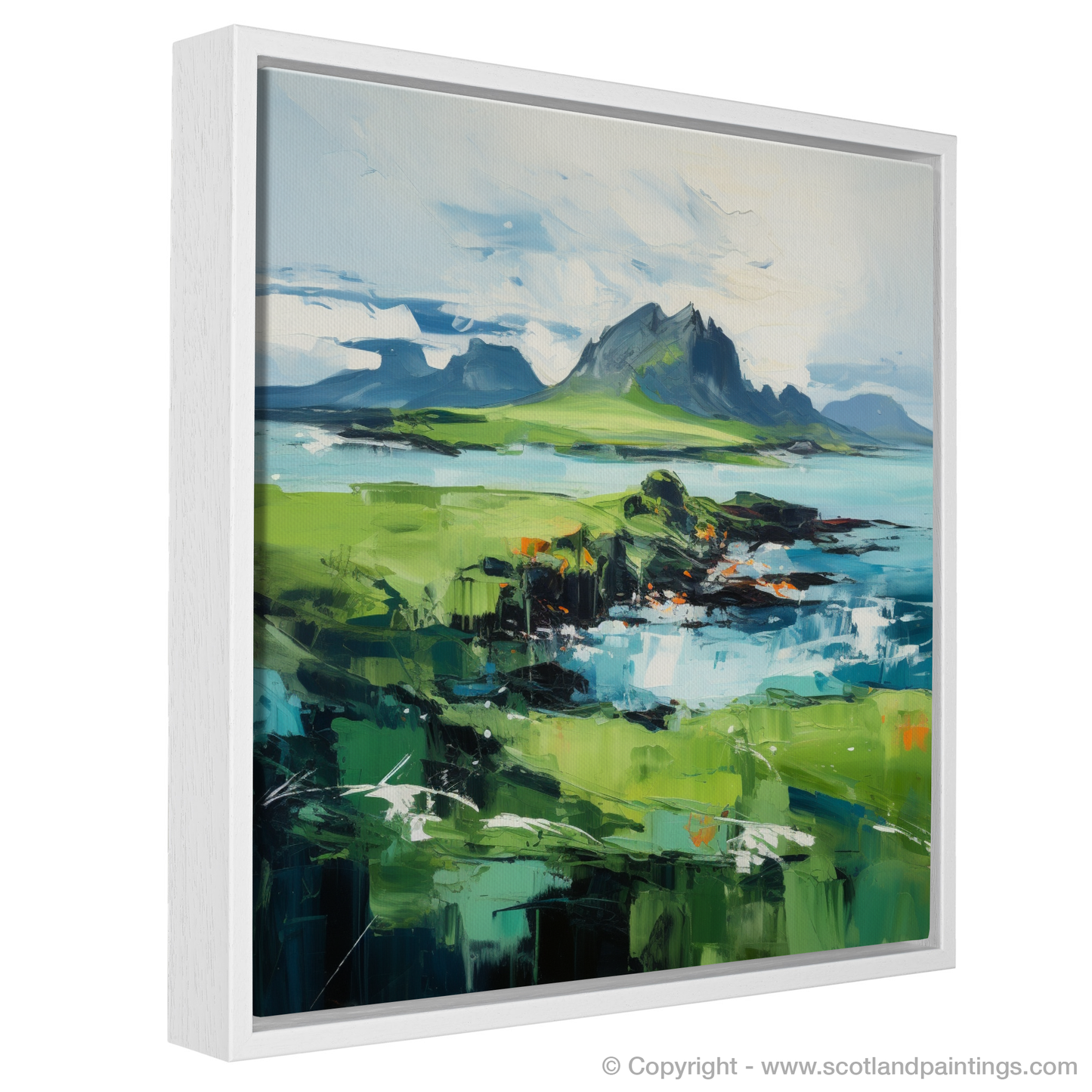 Painting and Art Print of Isle of Eigg, Inner Hebrides. Wild Eigg Essence: An Expressionist Ode to the Inner Hebrides.