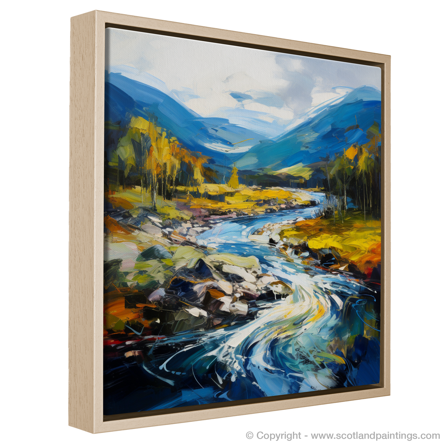 Painting and Art Print of River Orchy, Argyll and Bute entitled "Dancing Waters of River Orchy: An Expressionist Ode to Scottish Beauty".