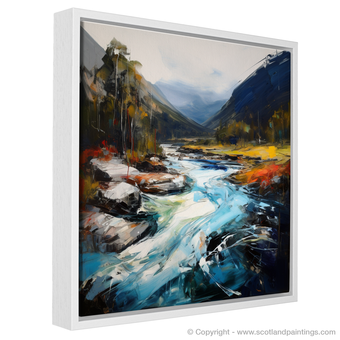 Painting and Art Print of River Orchy, Argyll and Bute entitled "Wild Currents of River Orchy".