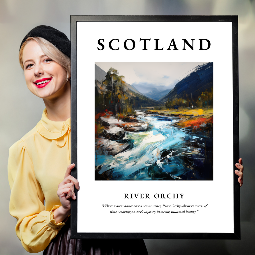 Person holding a poster of River Orchy