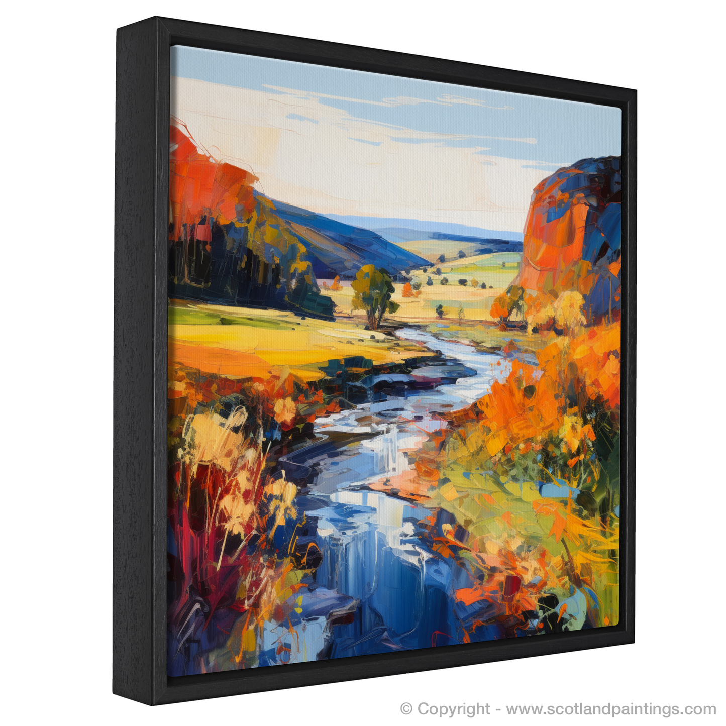 Painting and Art Print of River Don, Aberdeenshire entitled "Wild Essence of River Don: An Expressionist Homage to Aberdeenshire's Landscapes".