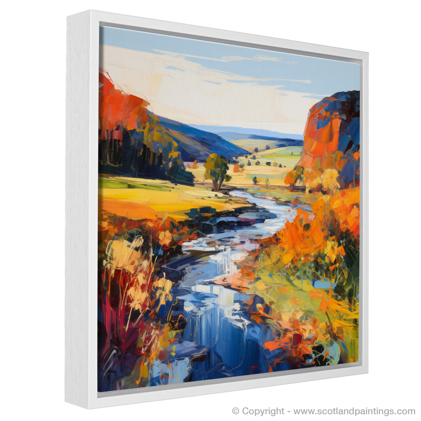 Painting and Art Print of River Don, Aberdeenshire entitled "Wild Essence of River Don: An Expressionist Homage to Aberdeenshire's Landscapes".