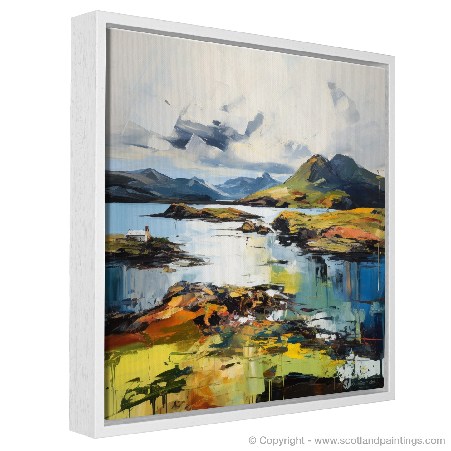 Painting and Art Print of Isle of Rum, Inner Hebrides entitled "Isle of Rum Unleashed: An Expressionist Ode to the Scottish Wilderness".