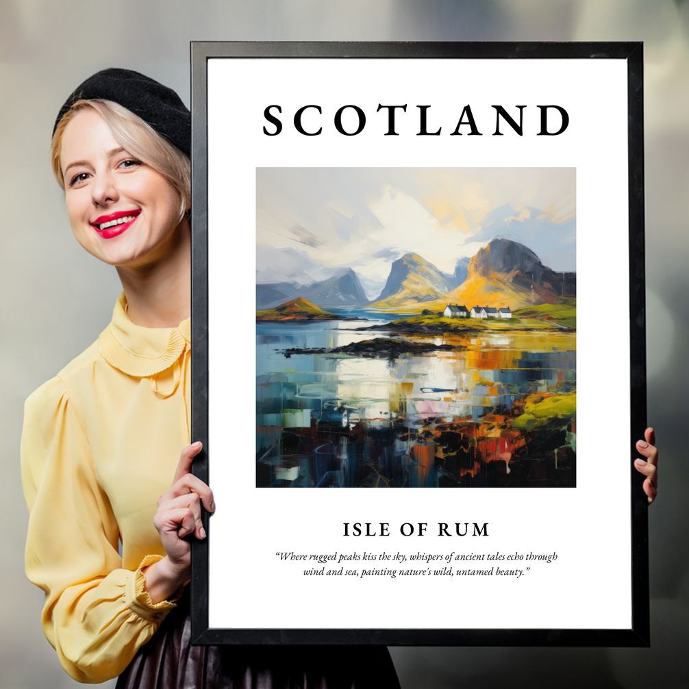 Person holding a poster of Isle of Rum