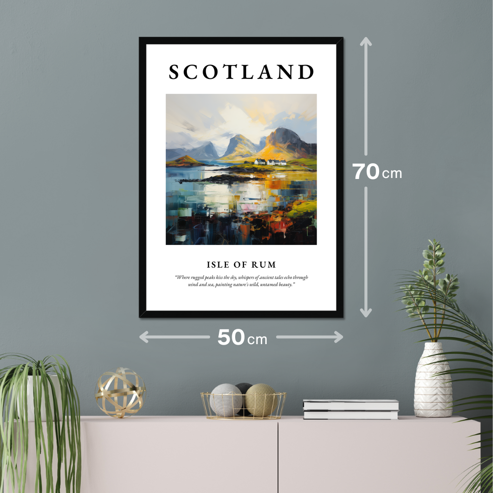 Poster of Isle of Rum hanging on a wall