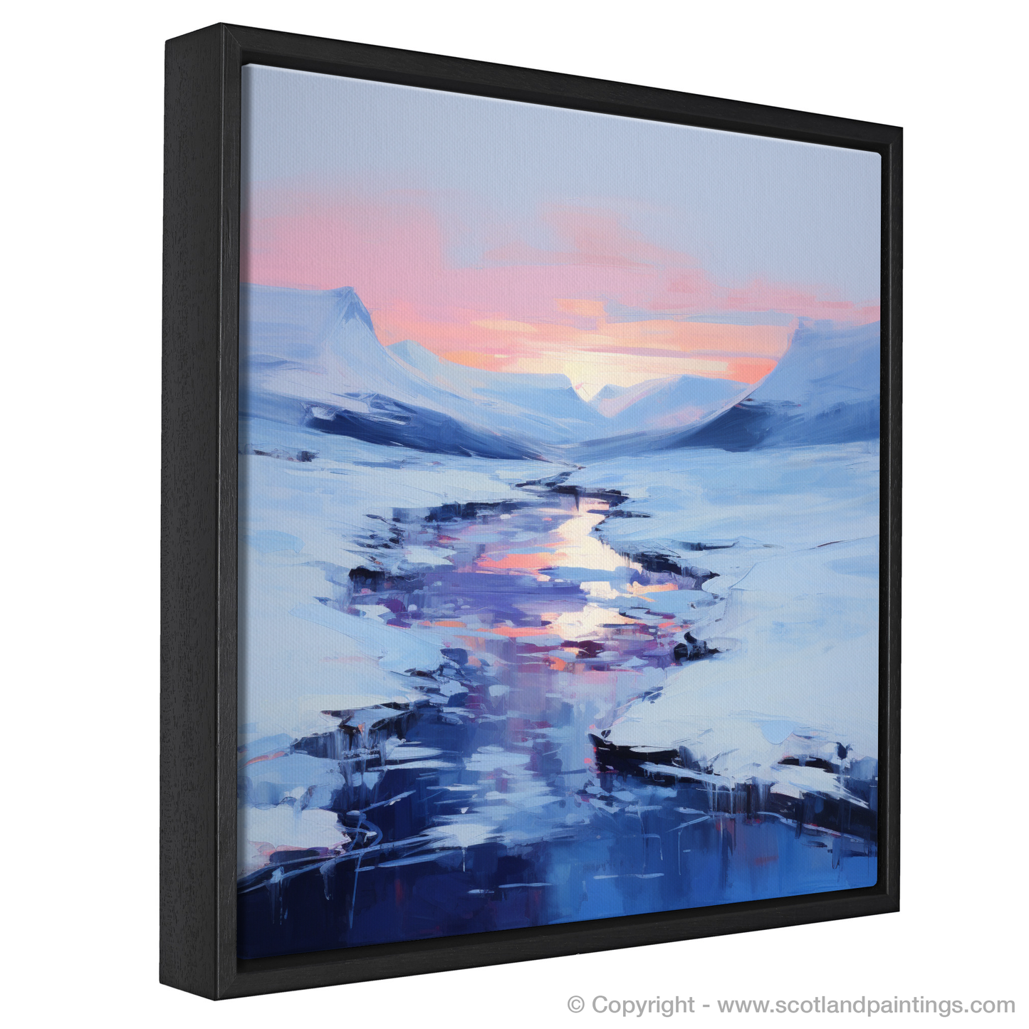 Painting and Art Print of Pristine snow at dusk in Glencoe entitled "Dusk Dance in Glencoe Snow".