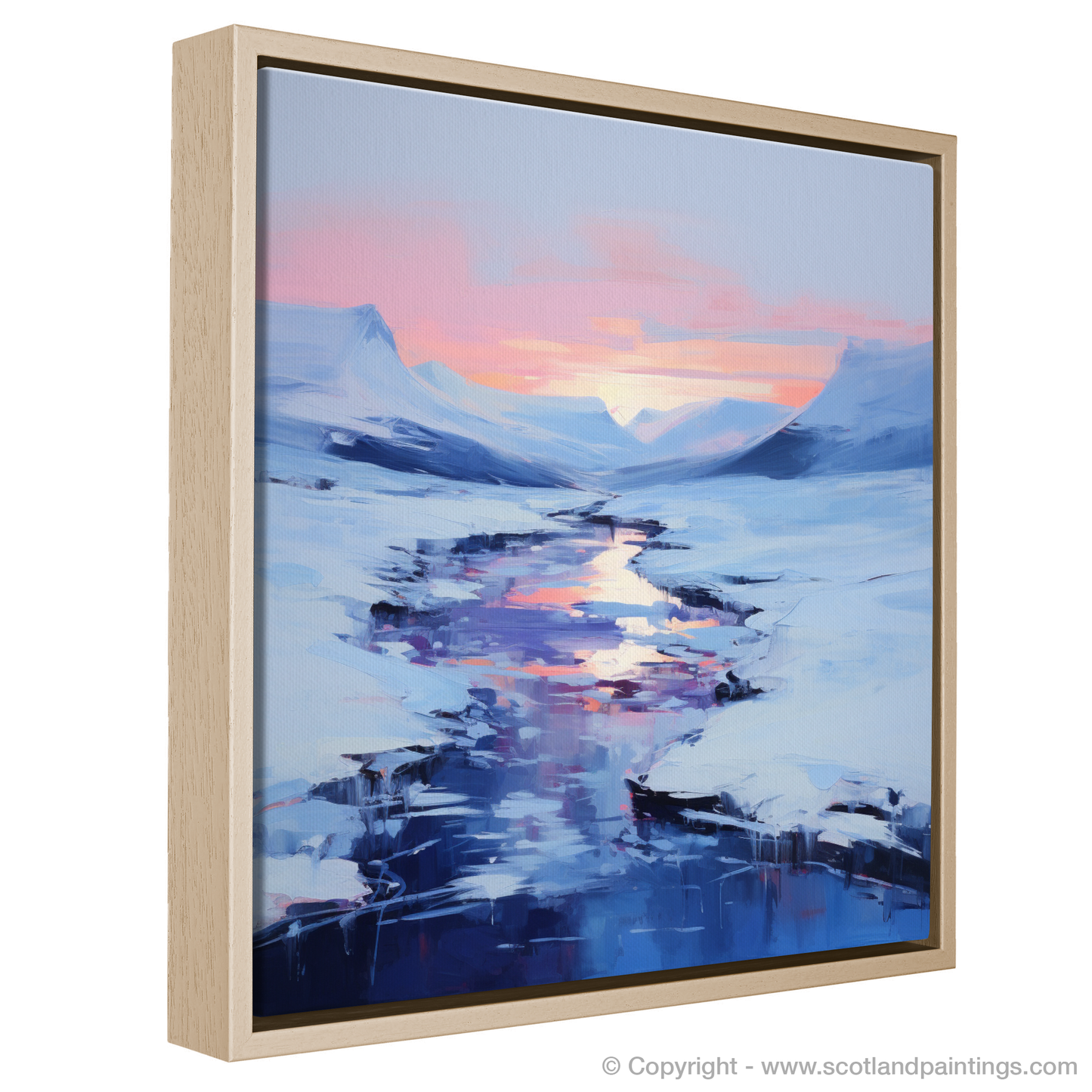 Painting and Art Print of Pristine snow at dusk in Glencoe entitled "Dusk Dance in Glencoe Snow".