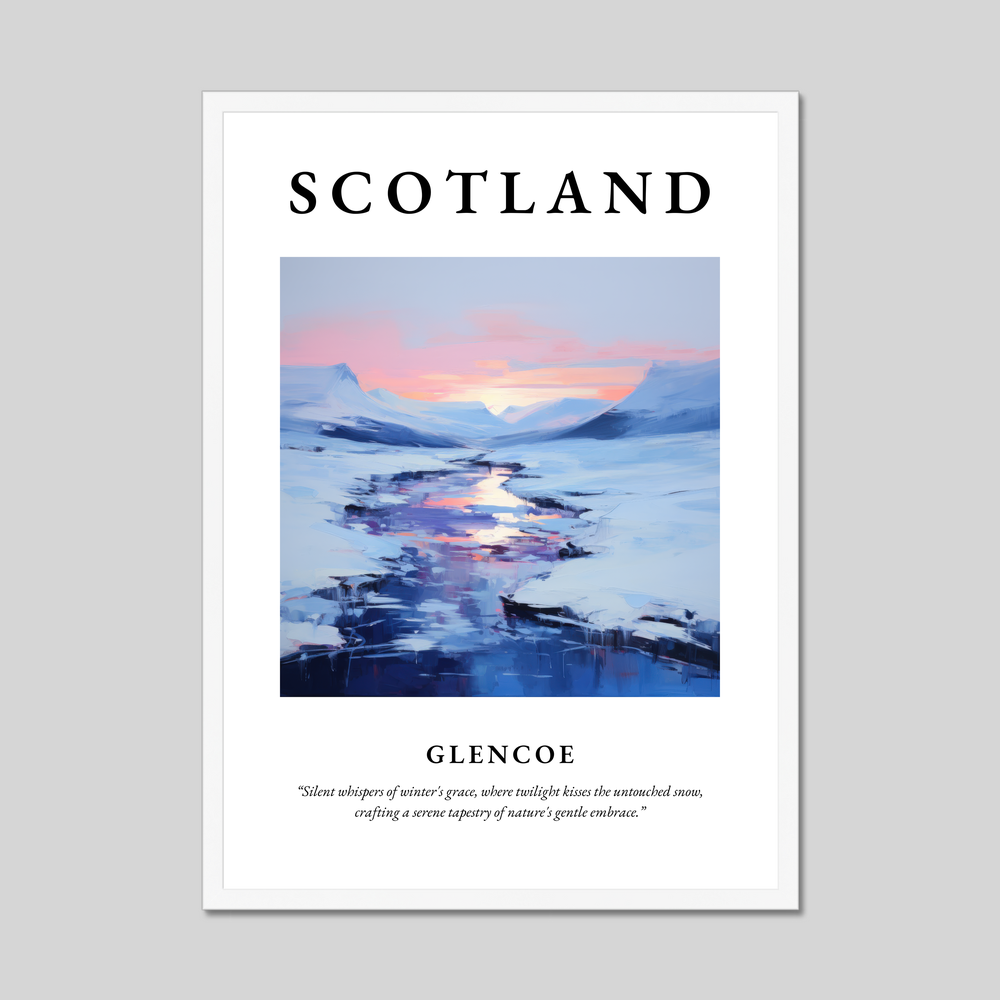 Poster in a white frame with the word Scotland