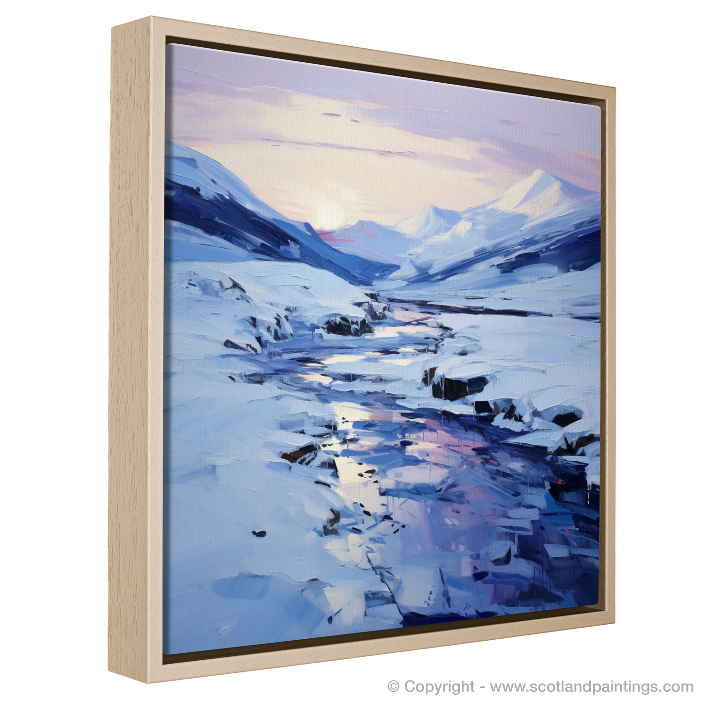 Painting and Art Print of Pristine snow at dusk in Glencoe entitled "Twilight Serenade in Glencoe Snow".