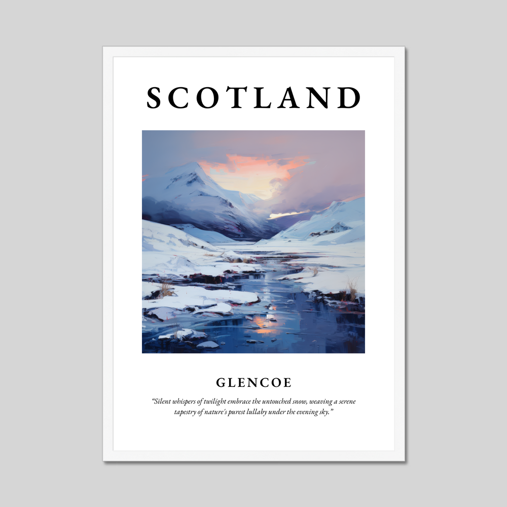 Poster in a white frame with the word Scotland