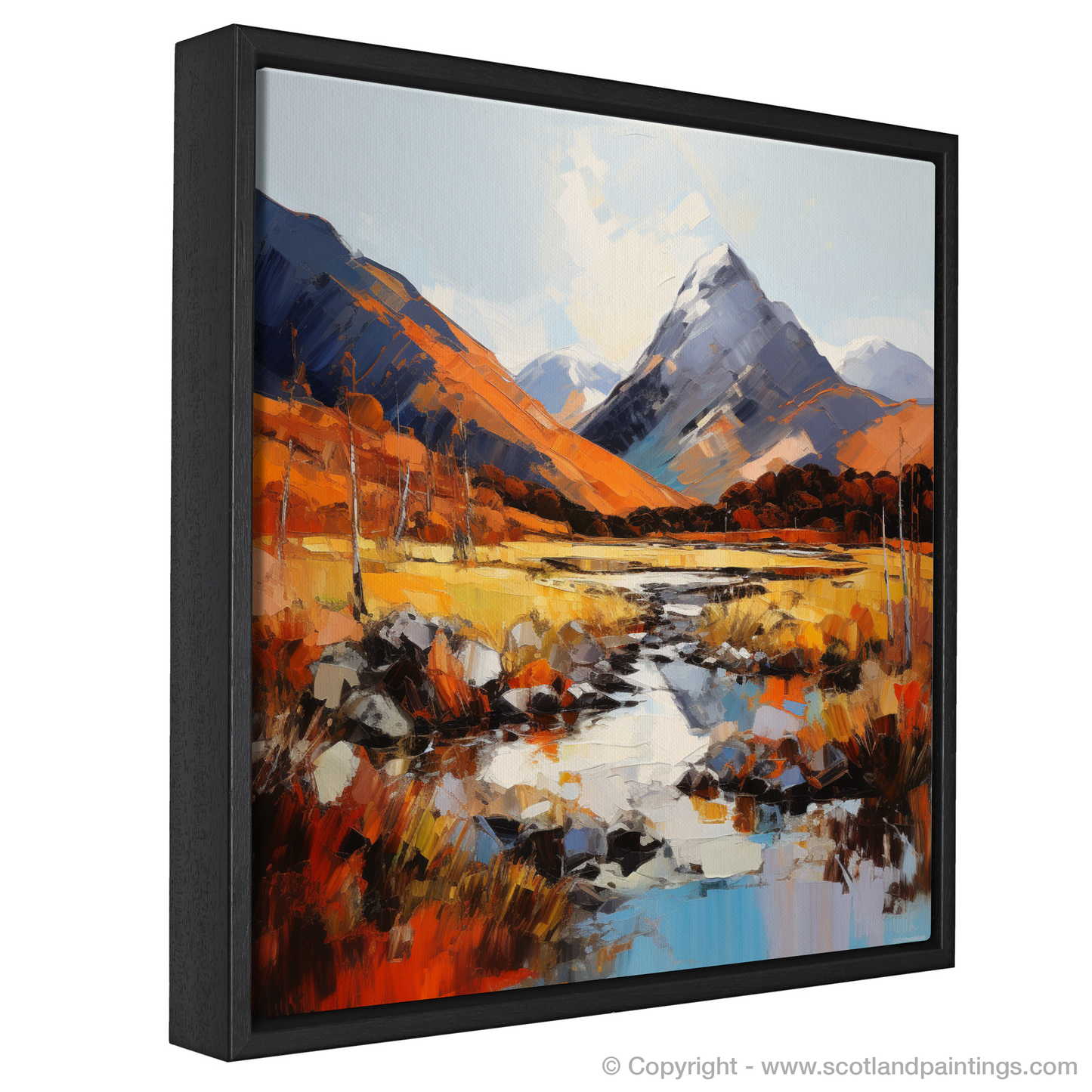 Painting and Art Print of Autumn hues in Glencoe entitled "Autumn Splendour in Glencoe".