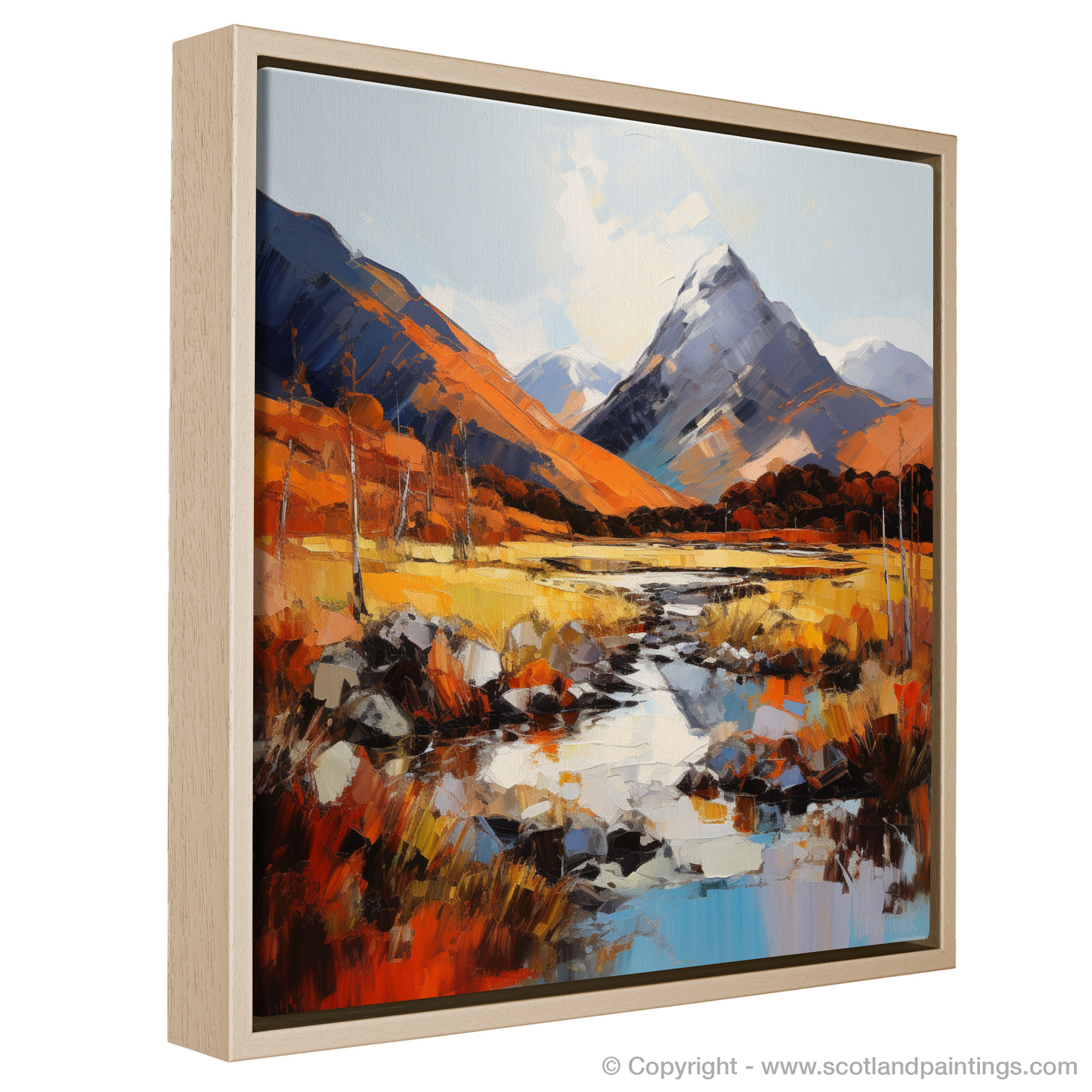 Painting and Art Print of Autumn hues in Glencoe entitled "Autumn Splendour in Glencoe".
