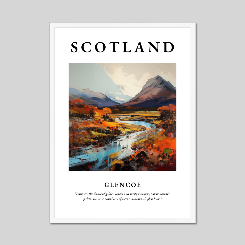 Poster in a white frame with the word Scotland