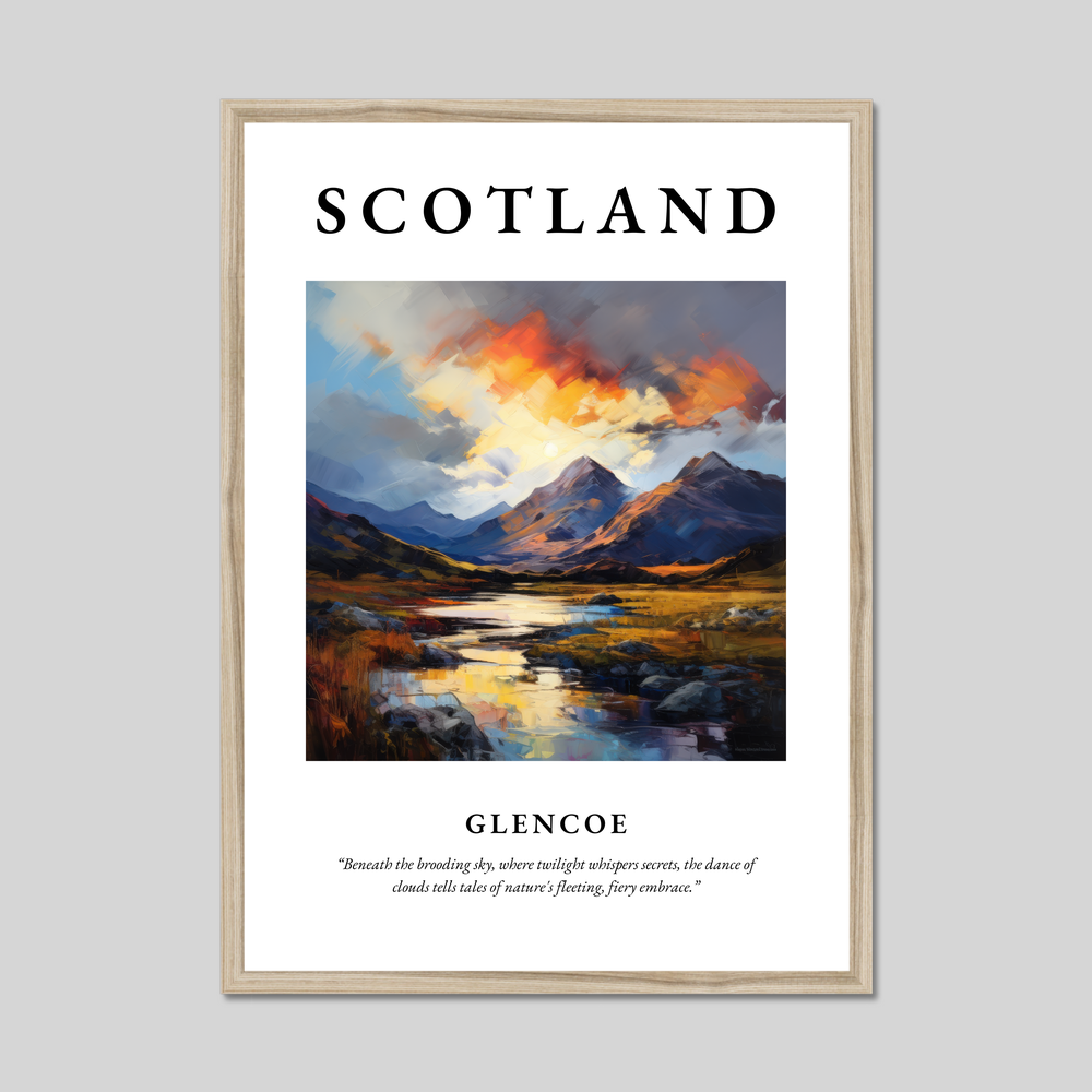 Poster in a natural frame with the word Scotland