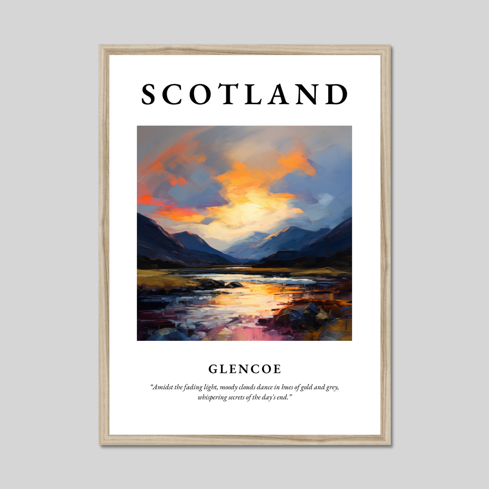 Poster in a natural frame with the word Scotland