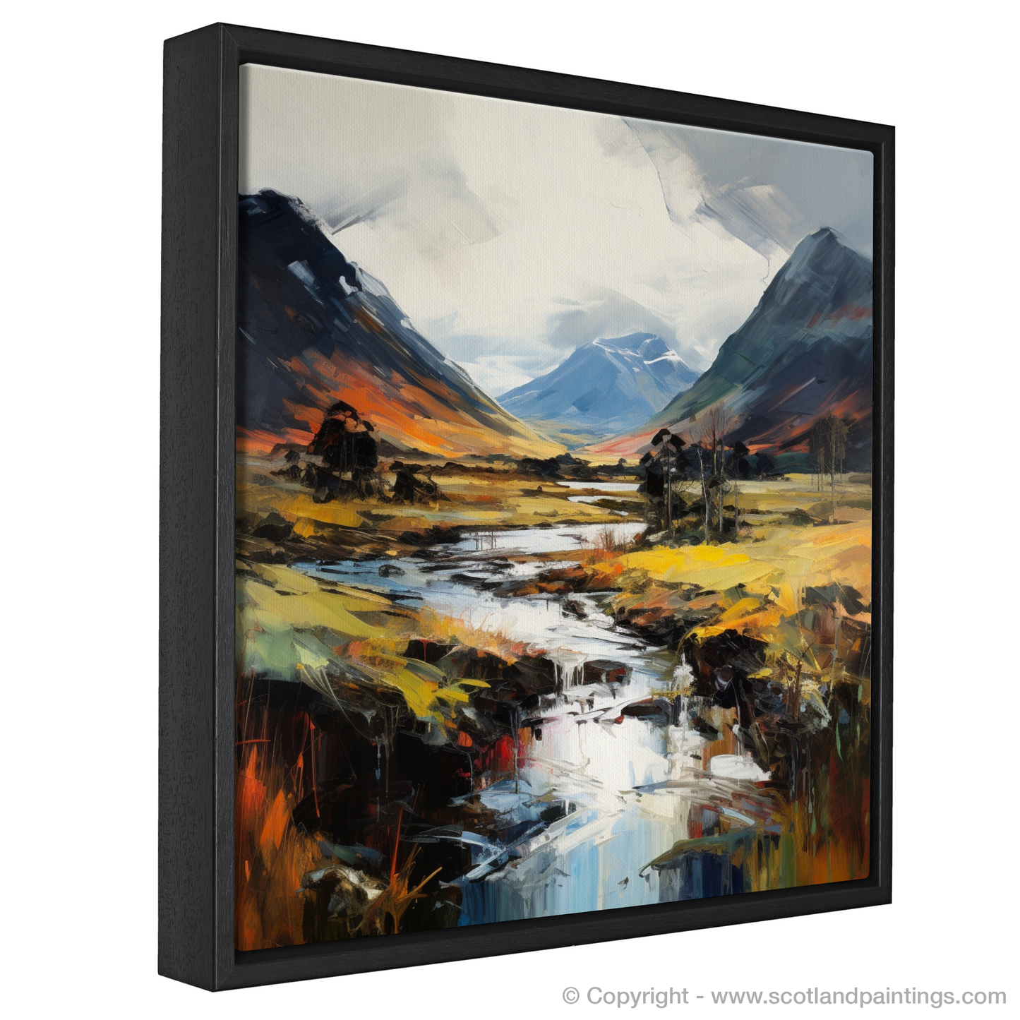 Painting and Art Print of Glencoe, Argyll and Bute. Highland Tempest: An Expressionist Ode to Glencoe.