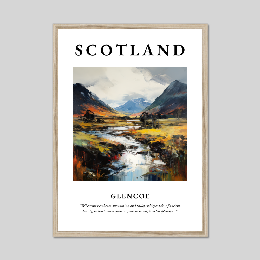 Poster in a natural frame with the word Scotland