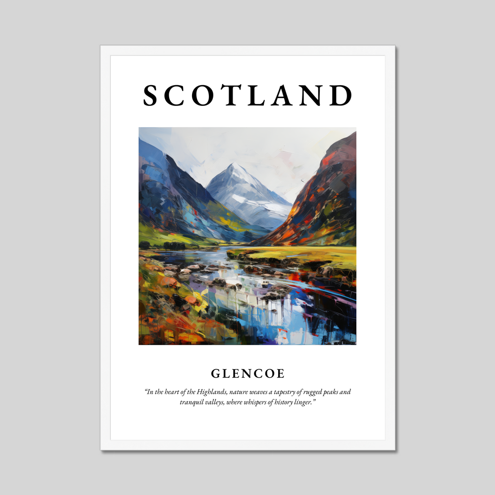 Poster in a white frame with the word Scotland