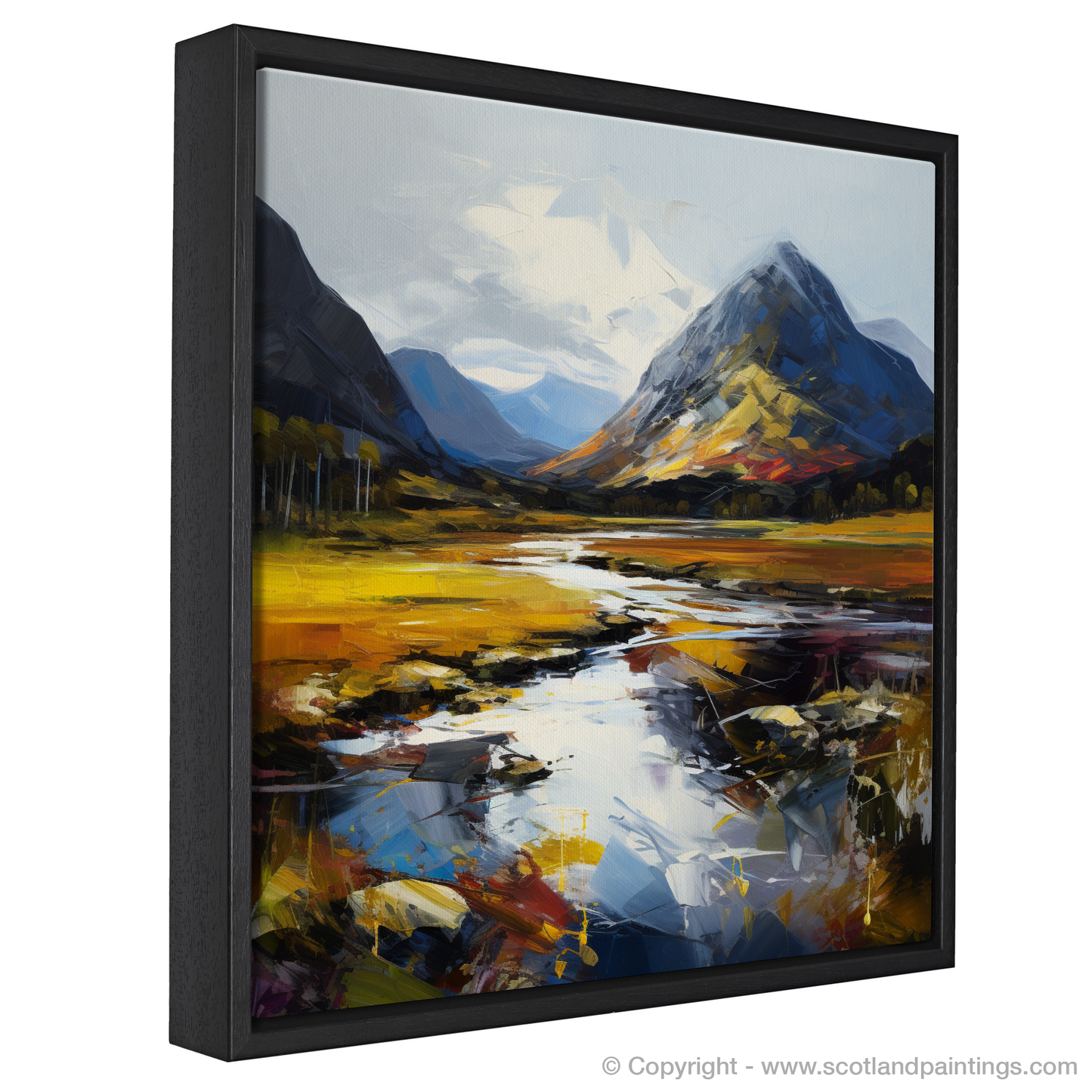 Painting and Art Print of Glencoe, Argyll and Bute entitled "Expressionist Ode to Glencoe's Grandeur".